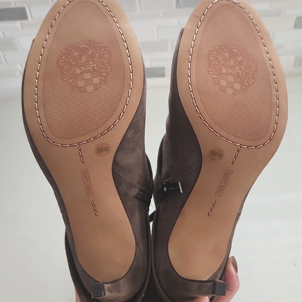 NEW VINCE CAMUTO | $159 Amesha Suede Foldover Heeled Bootie - Picture 9 of 11